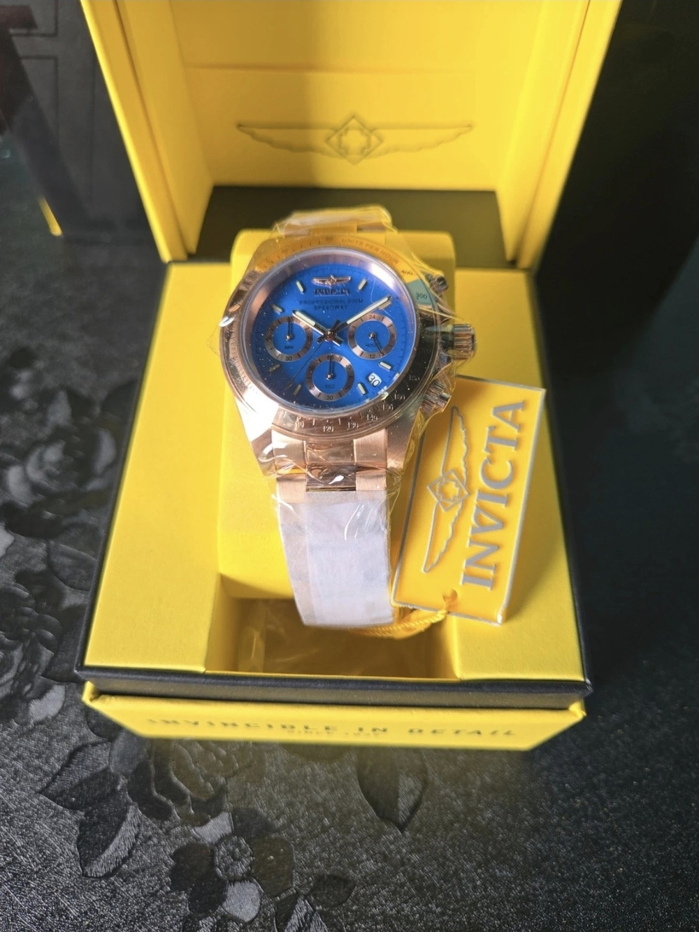 16658 Invicta Speedway Torvane Rose Gold Blue Dial Unisex 39.5mm
